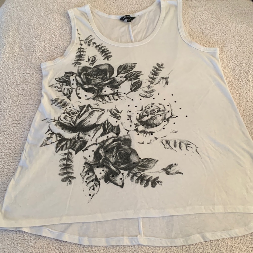 George style ladies white tank top